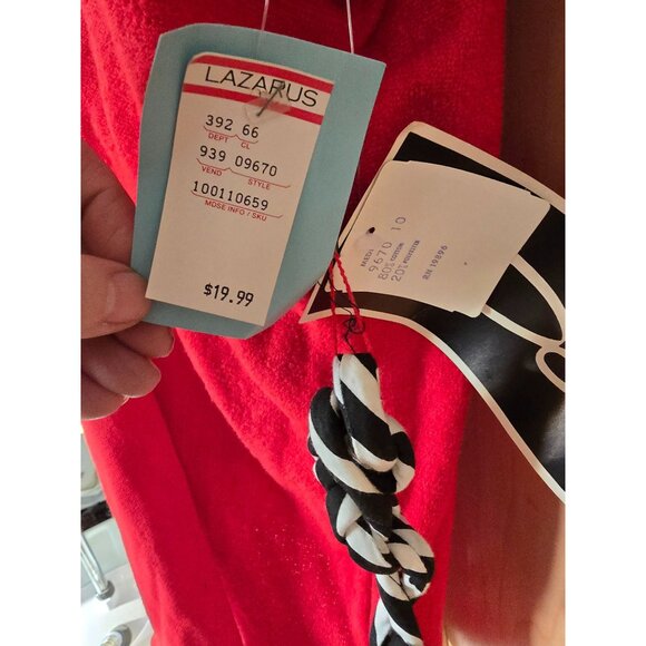 Dotti Red Wrap Terrycloth Cover-Up W/ Black & White Trim Medium Lightweight & St - Picture 5 of 8